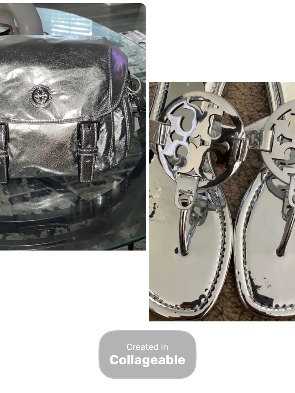 ‼️WOW‼️TORY BURCH BUNDLE! flip flop & bag! 2 piece SET‼️🩶🩶🩶🩶‼️💯💯🤩🤩🩶🤍🩶🤍‼️💯 - Picture 2 of 16